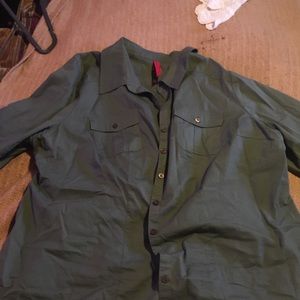 Khaki green button down